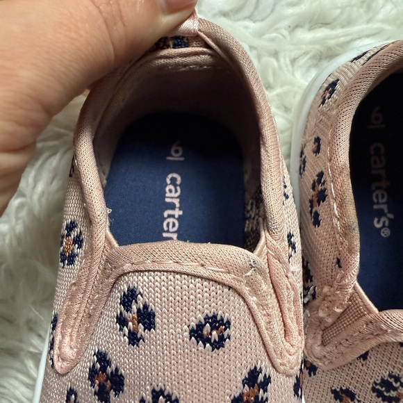 Carter's Pink Paw Print Sneakers Soft Slip-On Design - Picture 2 of 5